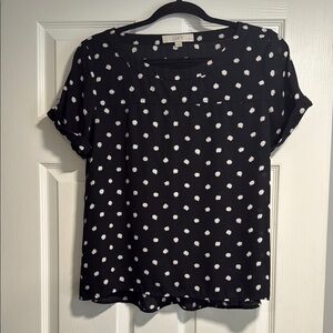 LOFT Black and White Boxy Cuffed Sleeve Blouse